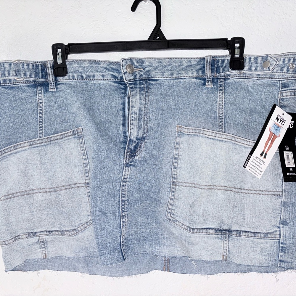 Madden NYC Light Wash Denim Mini Skirt
